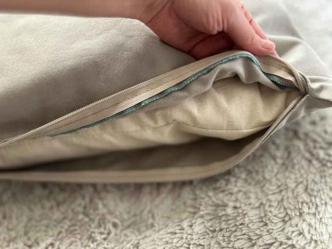 Natural Cotton Canvas Dog Bed – Raw Cotton Filled Pet Cushion Insert, Breathable Eco-Friendly Dog Mattress, Durable Washable Cover with Zipper (Gray, Medium 42"x29"x4")