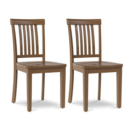 COLAMY Wooden Dining Chairs Set of 2, Solid Rubberwood Kitchen & Dining Room Chairs, Farmhouse Rustic Side Chairs for Dining Table, Anti-Slip Protection, Classic Windsor Style Seating, Oak Light Brown