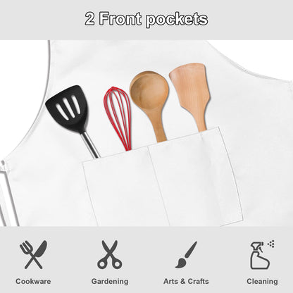IMERAGO 15 PCS Kids Aprons with Pockets Adjustable Chef Painting Aprons Bulk for Girls Boys Aged 6-13 Cooking Baking Crafting White