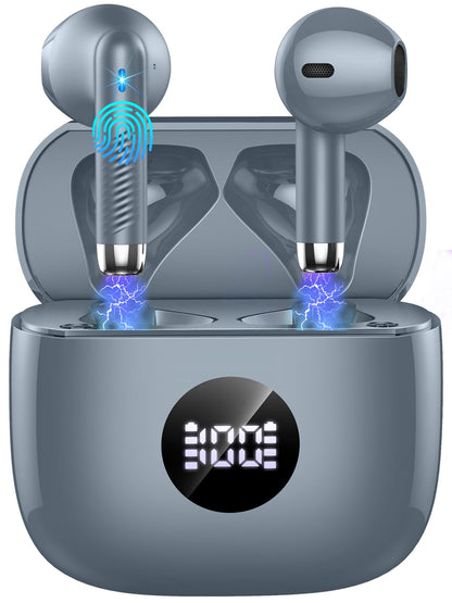 Wireless Earbuds, Bluetooth 5.3 Ear Buds LED Power Display Headphones Bass Stereo, Bluetooth Earbuds in-Ear Noise Cancelling Mic, 40H Playback Mini Case IP7 Waterproof Sports Earphones for Android iOS