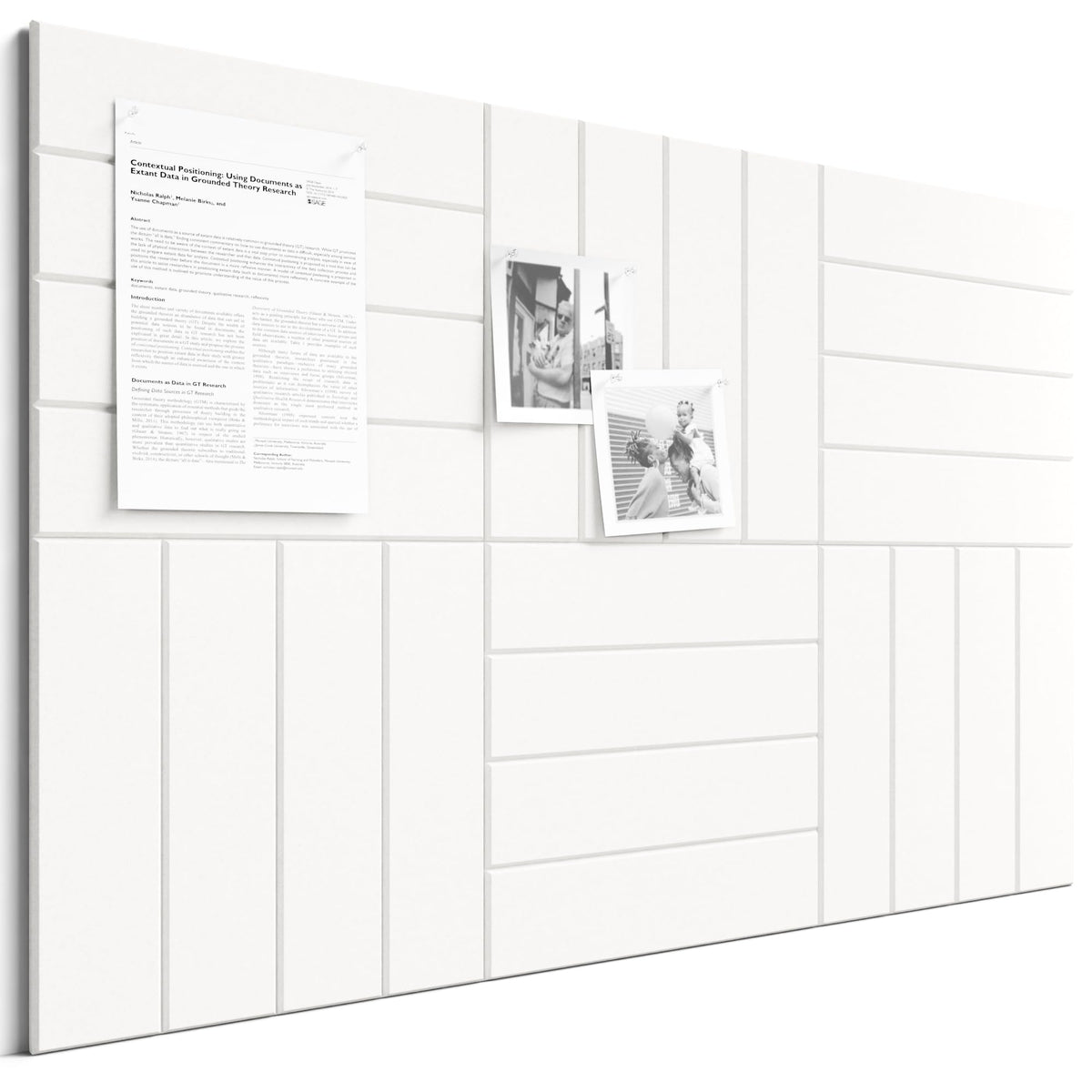 Bumusty Large Cork Board Alternative-36 x 24" Felt Bulletin Board Tiles, with 30 Pushpins, 40 Adhesive Tabs, Bold-Stripe 6-Pack, Cork Boards for Office Push Pin Board Felt Board-Milky White