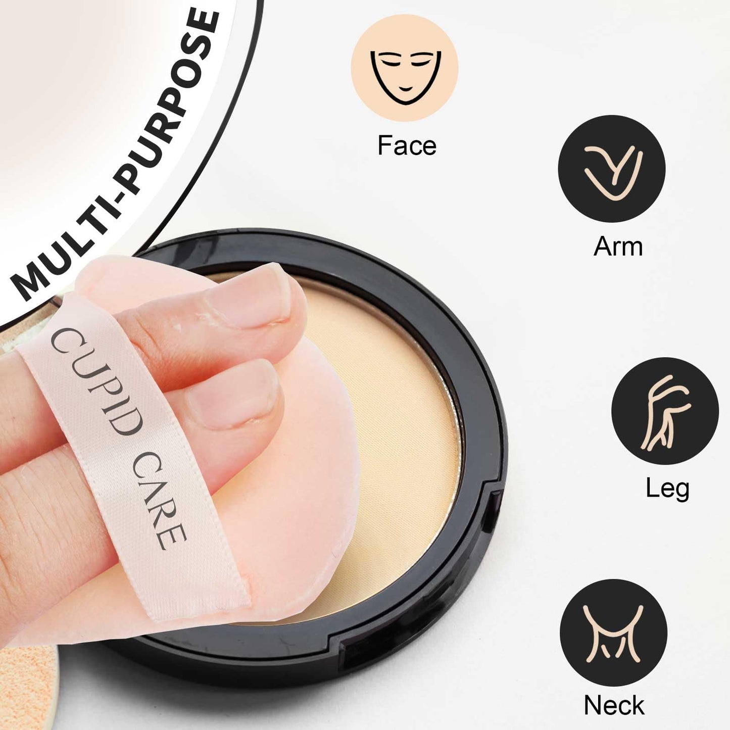 6 Pcs Triangle Powder Puff with 2 Travel Cases, Setting Powder Puffs for Face, Velour Makeup Puff for Loose Powder Body Powder, Blender Sponge Foundation Blending Sponges Beauty Tools