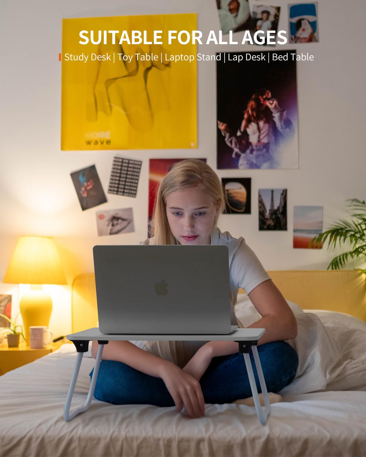 FISYOD Foldable Lap Desk, Laptop Bed Desk, Portable Bed Table, Laptop Stand for Bed & Couch, Lightweight & Mini - Black