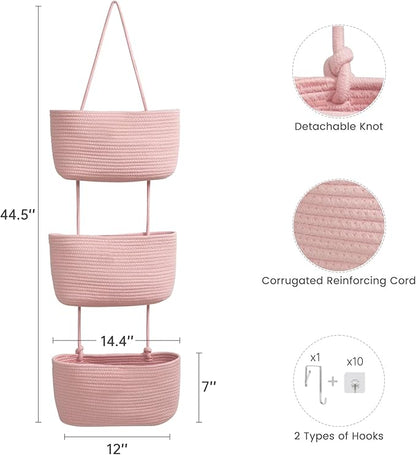 TeoKJ 3-Tier Wall hanging Storage Bags, Over the Door Organizer, Decorative