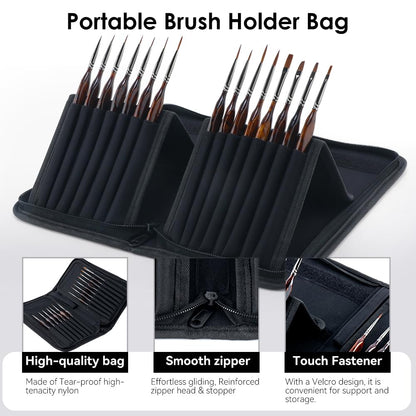Transon 15Pcs Extra Fine Detail Paint Brushes with Brush Storage Organizer for Model Miniature Painting and Acrylic Watercolor Gouache Painting