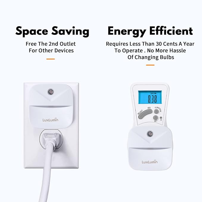 LuxLumin LED Night Lights Plug into Wall with Dusk-to-Dawn Sensor, Automatically Turn on and Off,Night Light for Kids,Bedroom,Bathroom,Stairs, White, 6 Packs