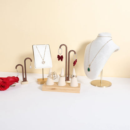 GemeShou 2 pcs walnut earring display stands for selling, cute earring hanger, wood hanging earring holder for boutique display【Y shape rectangle base-2pcs】