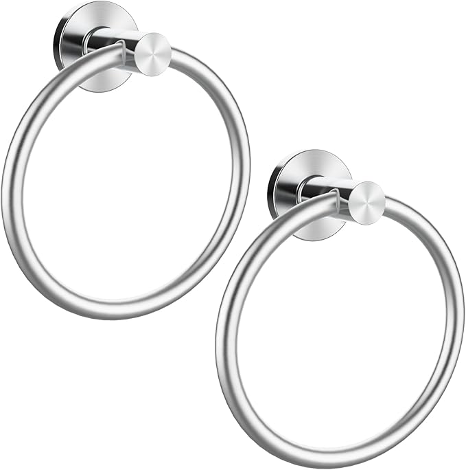 Brushed Silver Towel Ring 2Pack, SUS304 Stainless Steel Hand Towel Holder