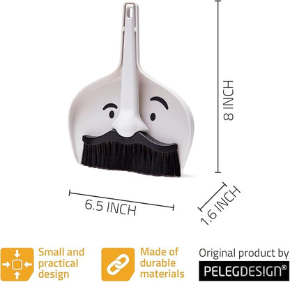 Peleg Design Dustache Small Dustpan and Brush Set, Mini Broom and Dustpan Set