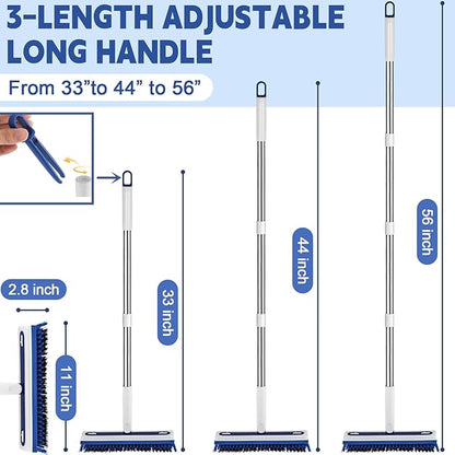 4-in-1 Floor Scrub Brush with Long Handle V-Shaped Crevice Brush Floor Scrubber