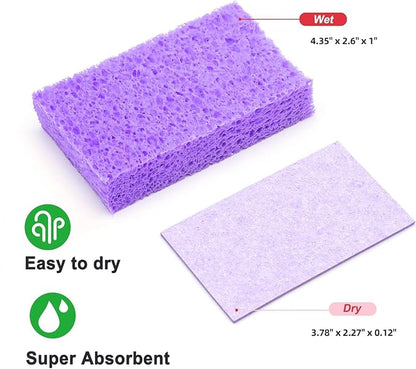 24 - Pack Non-Scratch Scrub Sponges - Sponges for Dishes and Washing Dishes, Cleaning Sponges for Kitchen Home and More（Purple）