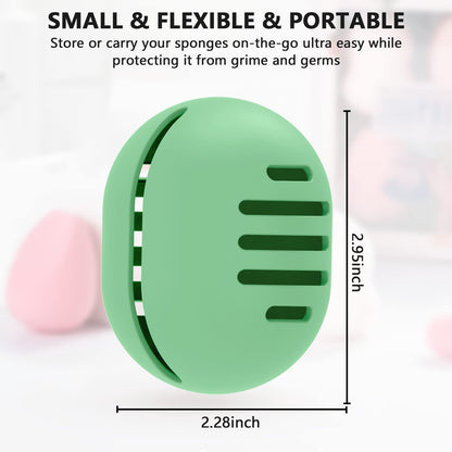 2 Pcs Makeup Sponge Holder,Double-Sided Breathable Silicone Beauty Blender Holder for Travel or Daily,Shatterproof Make-up Travel Case Quick Drying Easy to Carry,Grey+Pink