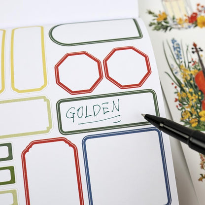 Dwpetzo Scrapbook Sticker Book for Scrapbooking, Golden Horizon Theme, 20 Sheets A5 Pre-Cut Washi Paper PET Stickers for Journaling, Junk Journal Supplies, Bujo, Collage, Crafts Arts