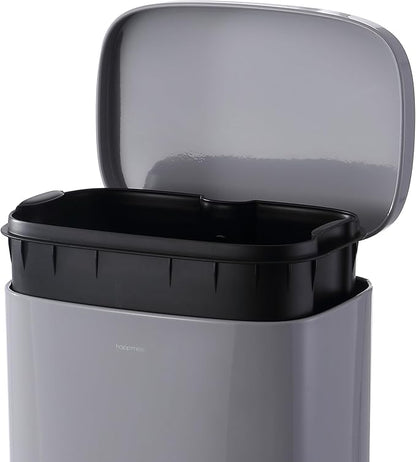happimess HPM1011D Curtis 8-Gallon Step-Open Trash Can, Fingerprint Resistant, Modern, Minimalistic for Home, Kitchen, Laundry Room, Office, Bedroom, Bathroom, Fog Gray
