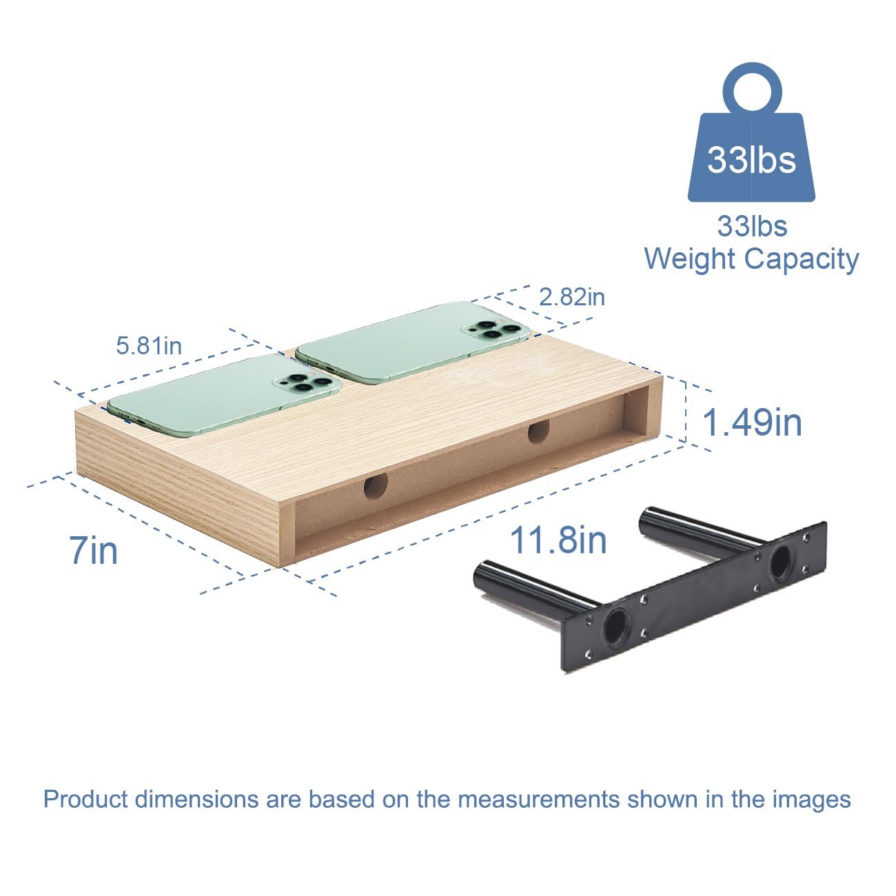 Mifurn Floating Shelves for Wall, Bathroom Shelves Over Toilet, Wall Shelves & Book Shelf for Room, Hanging Shelf, Modern Wooden Wall-Mounted Small Floating Shelves, 12x7x1.5 in (Oak, Set of 2)