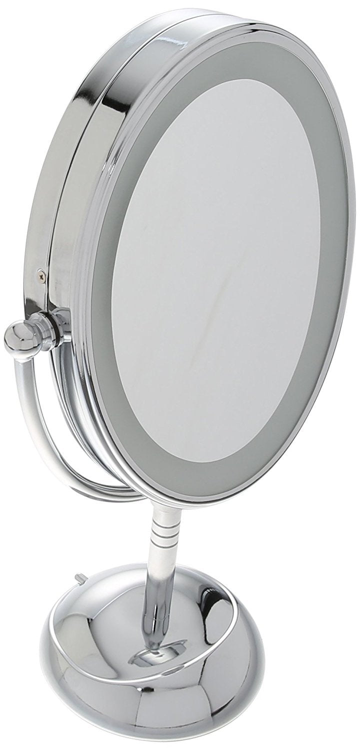 Conair Lighted Makeup Mirror, LED Vanity Mirror, 1X/7X Magnifying Mirror, Double Sided, Corded in Polished Chrome