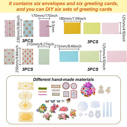 AHANDMAKER Handmade Greeting Card Making Kits, DIY Thank You Card Set Flowers Theme Paper Envelopes Cards Stickers for Christmas Thanksgiving Mother's Day Birthday Gifts Crafts Decorations