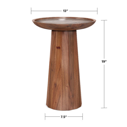 SIMPLIHOME Dayton End Table - 13 inch Wide Solid Acacia Wood Round Accent Table in Light Cognac, Handcrafted Contemporary Nightstand or Lamp Stand for Living Room with Textured Finish, Assembled