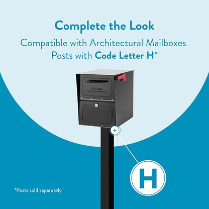 Architectural Mailboxes 6200B-10 Oasis Classic Locking Post Mount Parcel Mailbox with High Security Reinforced Lock,Black,18.00 x 15.00 x 11.50 inches
