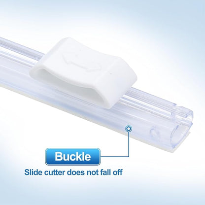 PATIKIL 8pcs Plastic Wrap Cutter, 14in Plastic Wrap Slide Cutter Self Adhesive, White
