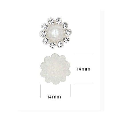 100 pcs Rhinestone Faux Pearl Buttons Accessory Decoration Craft for DIY Scrapbooking Embellishments Wedding Bouquet Flower Centre Home Decor 14mm (100 PCS Silver)