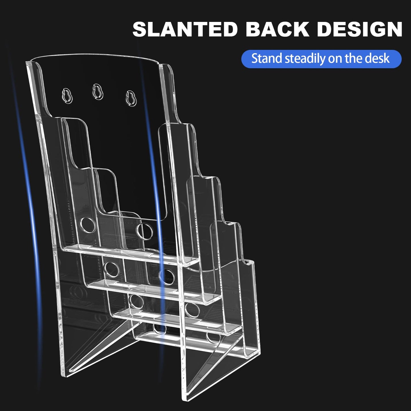 Nellvita 2 Pcs Acrylic Brochure Holder, 4 x9 Inches Flyer Holder, 4 Tier Clear Pamphlet Holder, 4 Inch Wide Magazine Literature Organizer Holder, Brochure Display Stand, for Wall Mount or Desktop Use
