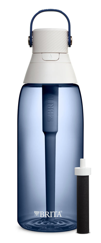 Brita Hard-Sided Plastic Premium Filtering Water Bottle, BPA-Free, Reusable, Replaces 300 Plastic Water Bottles, Filter Lasts 2 Months or 40 Gallons, Includes 1 Filter, Night Sky - 36 oz