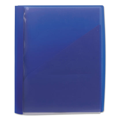 Smead Clear Front Poly Report Cover, Three Double Tang Side Fasteners, 1/2" Capacity, Letter Size, Dark Blue, 5 per Pack (86011) (Pack of 1)