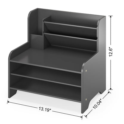 Wisuce Essentials Bamboo Desk Organizer Mail Holder Countertop Letter Tray File Desktop Mail Holder Countertop Organizer for Desktop Letter Sorter Paper File Storage for School Home Office Supplies