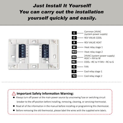 Programmable Thermostat, Thermostat for Home HVAC Systems,Multi-Stage, 2 Heat/2 Cool, White Backlight