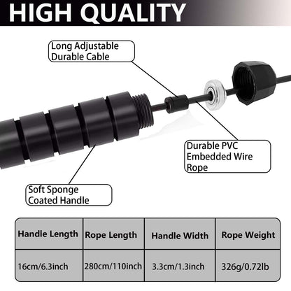 Adjustable Weighted Jump Rope, 9ft Long Tangle-Free Rapid Speed Jumprope for Exercise Calisthenics Fitness Jumping Skipping Double Dutch Boxing Crossfit, Workout Stuff for Women Men Kids Adult