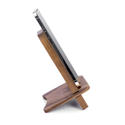Abbolinxus Solid Wood Phone Stand, Desktop Wooden Phone Stand, Simple Phone Holder, Compatible with All Phones (Walnut Wood)
