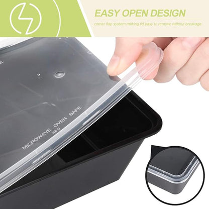 50-Pack Meal Prep Containers, 26 OZ Microwavable Reusable Food Containers