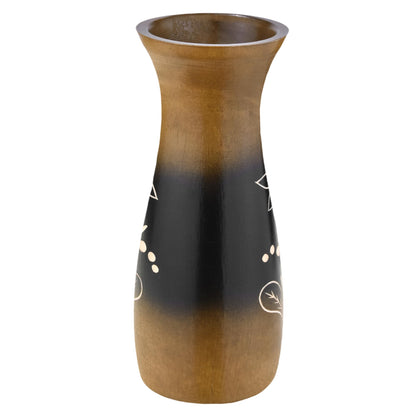 Rainforest Brown Hand Carved Lily Flower 8-inch Mango Tree Wood Vase (1 PC) | Modern Farmhouse Home Décor | Kitchen Bedroom Living Room Home Decoration