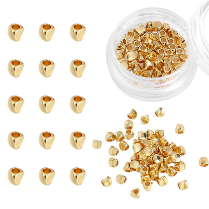 BEADIA 14K Gold Plated Twisted Spacer Beads 3x3mm 50pcs for Jewelry Making Findings Non Tarnish