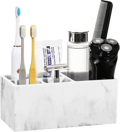 Luxspire Resin Toothbrush Holder, 5 Slots Hygienic Handmade Toothbrush Storage