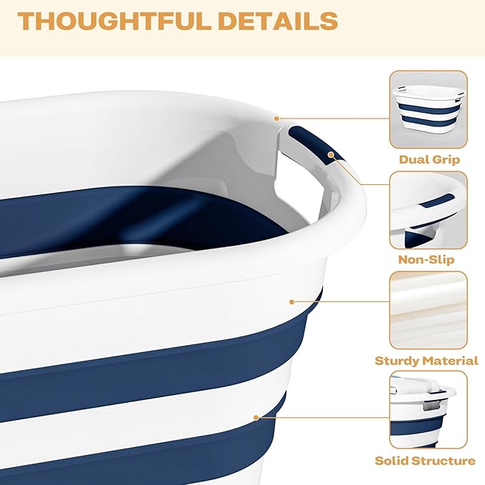 43L Collapsible Laundry Baskets plastic, Pop Up Laundry hamper/Storage Container