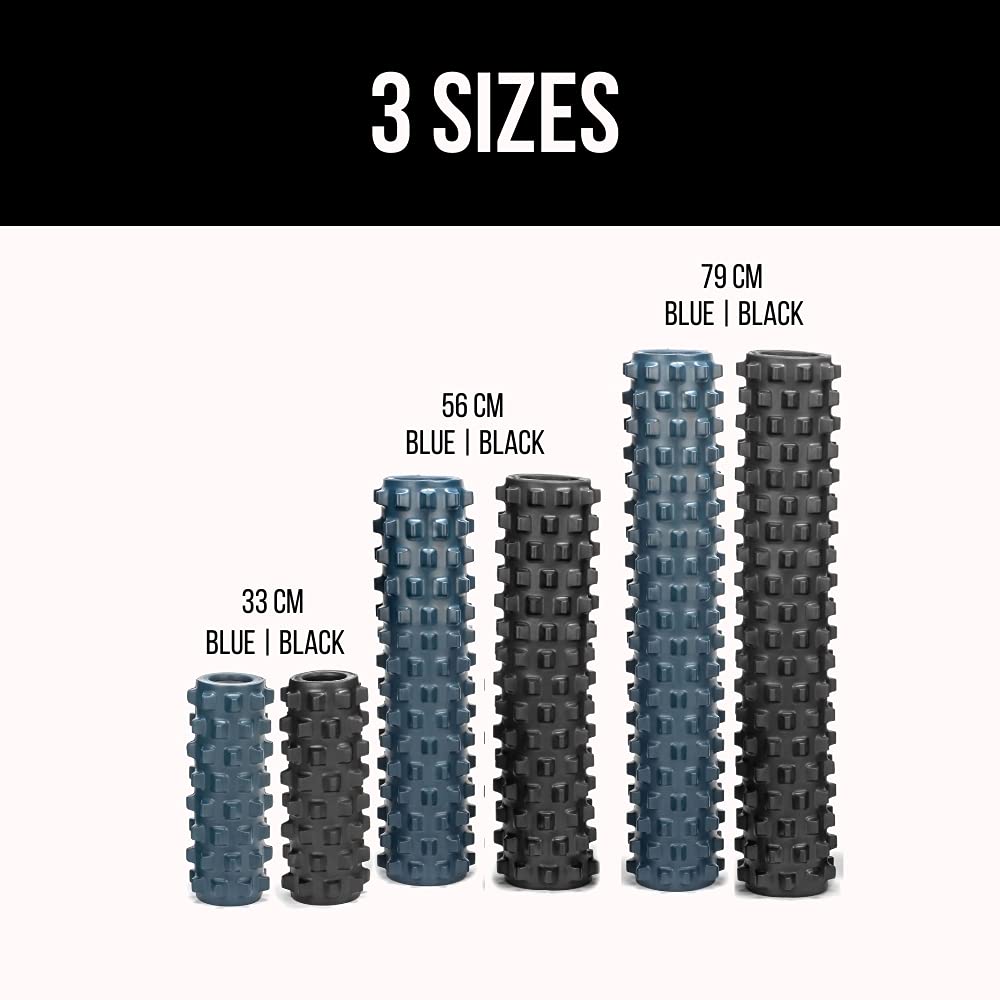 RumbleRoller - Extra Firm Textured Muscle Foam Roller Manipulates Soft Tissue Like A Massage Therapist (Black, Mid Size)
