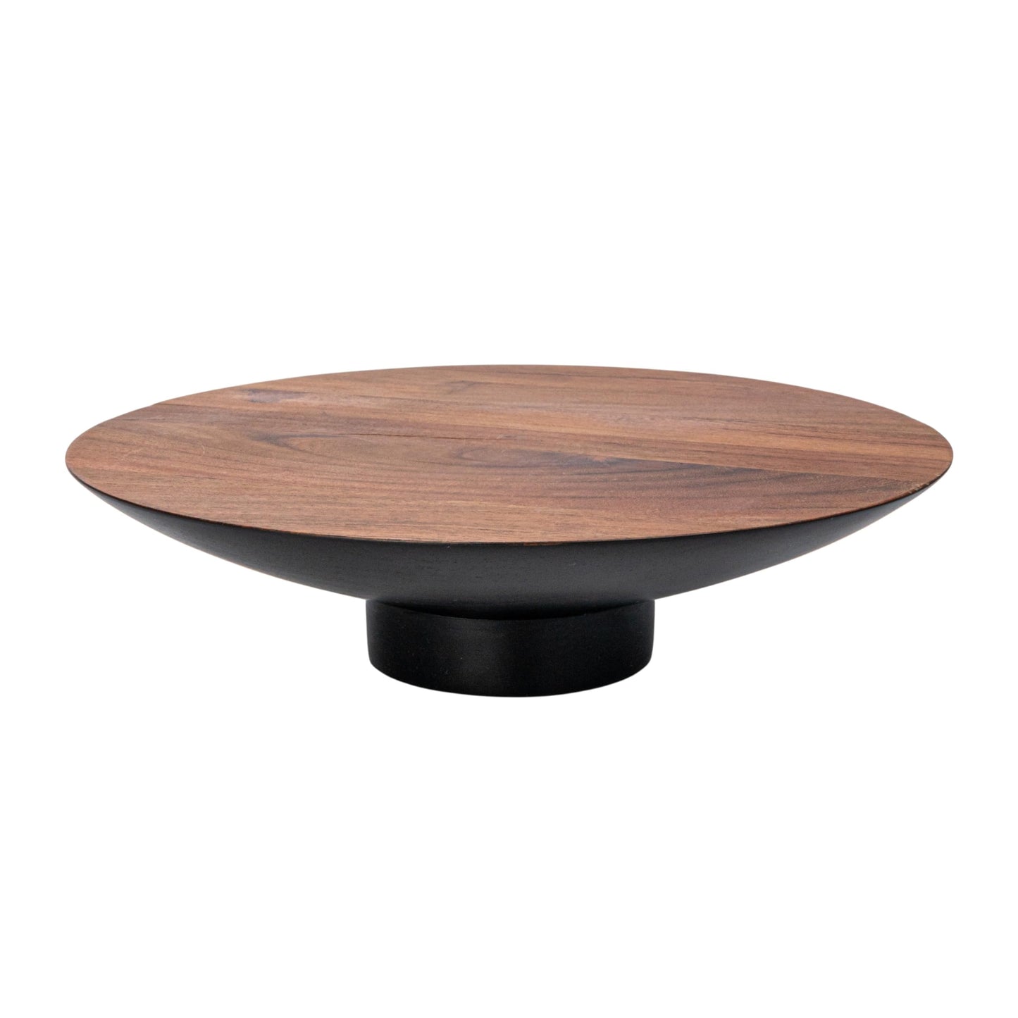 Bloomingville Round Acacia Wood Pedestal with Metal Base, Natural and Black