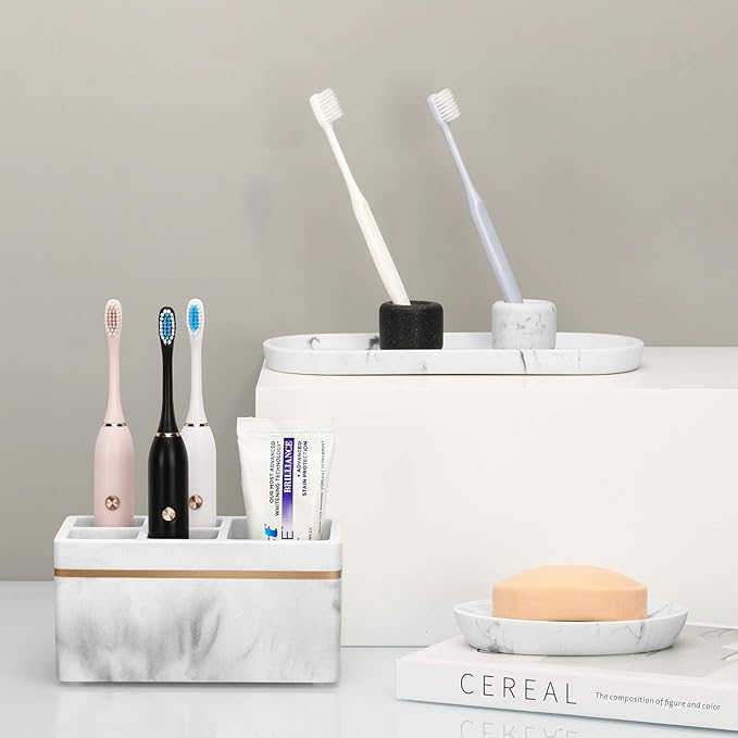 Shinowa Resin Toothbrush Holder, 5 Slots Hygienic Electric Toothbrush Holder