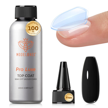 modelones Builder Nail Gel with Gel Top Coat, 3Pcs Clear Builder Nail Kit for Thickening Apex Building Extension Rhinestone Gel Tips Glue, U/V LED Lamp Cured for Home DIY Salon Girls