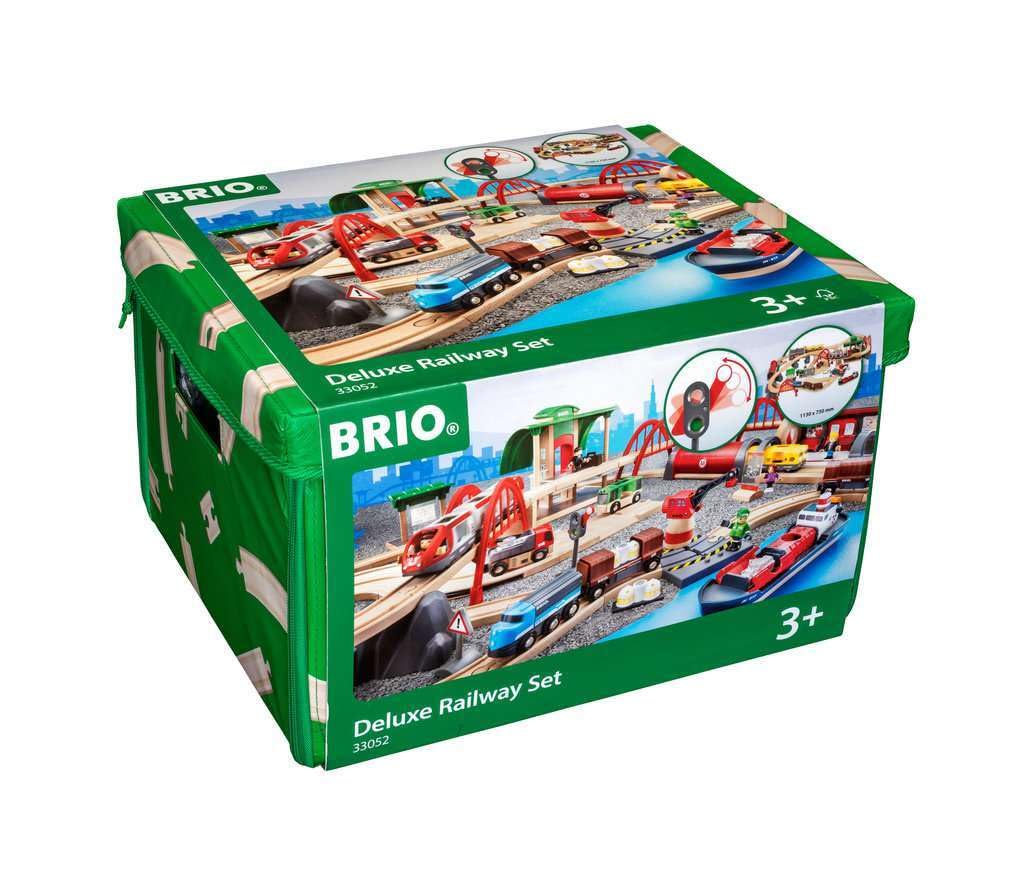 BRIO World Deluxe Railway Set - 87-Piece Wooden Train Set - Includes Passenger & Freight Trains, Stations, Accessories - Safe & Sustainable - MESH Accredited Fun Play for Kids Ages 3 & Up
