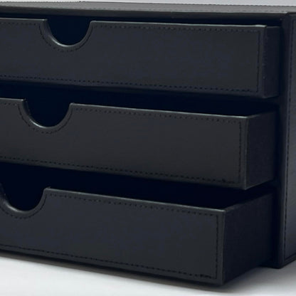 UnionBasic Document Organizer, 3-Drawer File Cabinet Document Storage Box, Office Desktop Filing Organizer, Black
