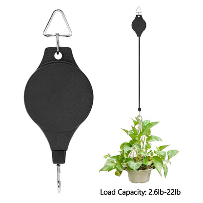 4 Pack Plant Pulley Retractable Hanger, Easy Reach Plant Pulley Adjustable Height Wheel for Hanging Plants Heavy Duty, Indoor Outdoor Plant Hanger for Garden Baskets Pots & Birds Feeder - Black