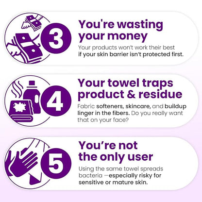 Clean Skin Club Healthy Aging Clean Towels® XL, Travel Pack, Smooths Fine Lines