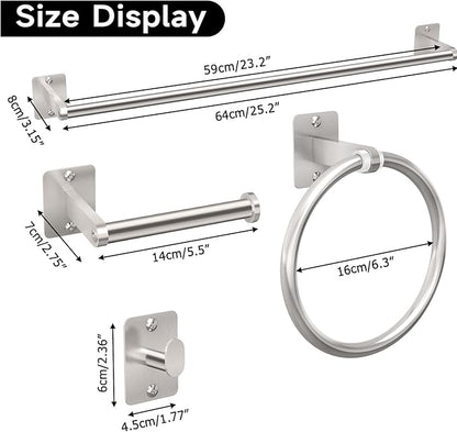 KLJKPA Brushed Nickel Bathroom Accessories Set, 10 Pieces Bathroom Hardware Set, 24 inch Towel Bar, Towel Racks for Bathroom, Robe Towel Hooks, Toilet Paper Holder Wall Mounted