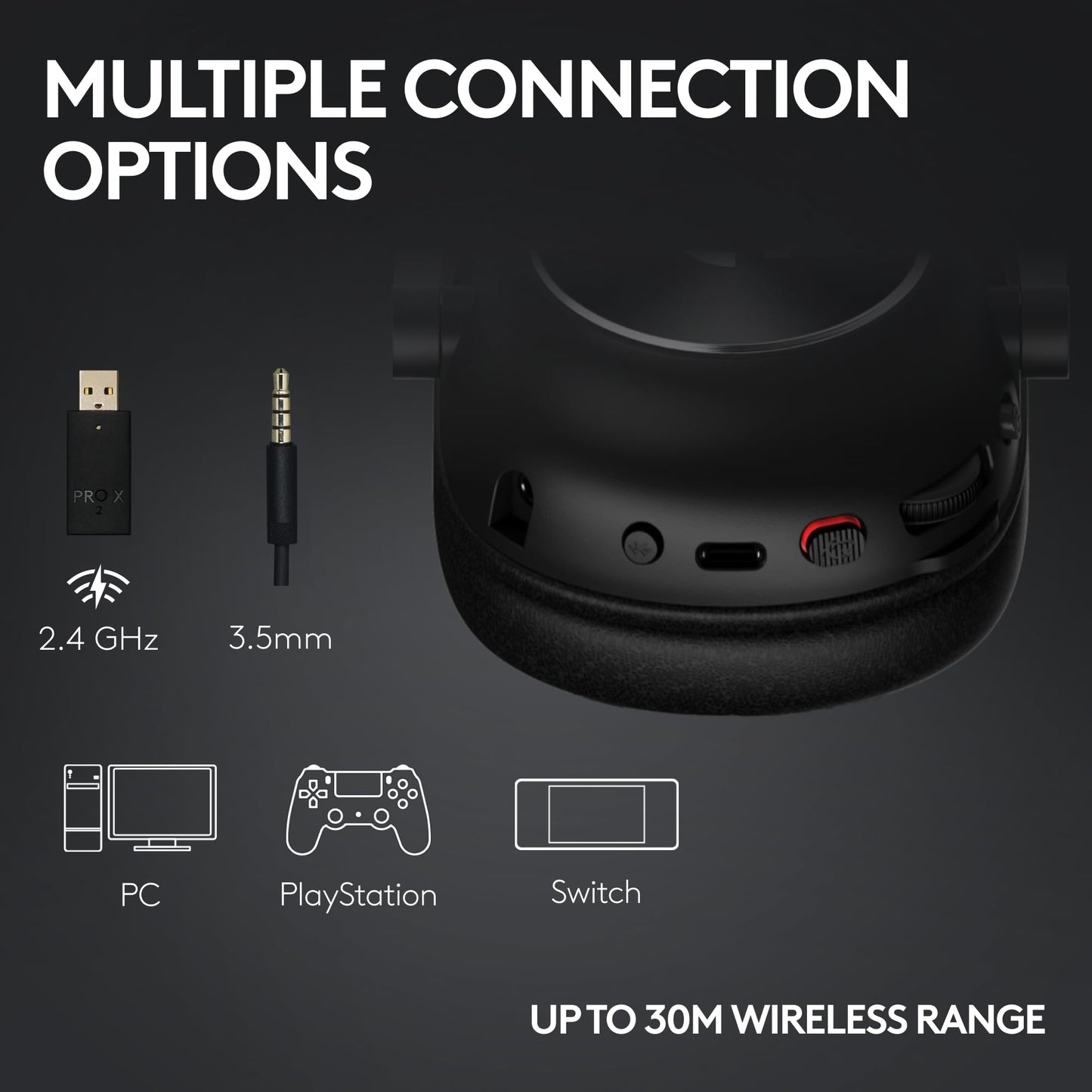Logitech G PRO X 2 Lightspeed Wireless Gaming Headset, Detachable Boom Mic, 50mm Graphene Drivers, DTS:X Headphone 2.0—7.1 Surround, Bluetooth/USB/3.5mm Aux, for PC, PS5, PS4, Switch - Magenta