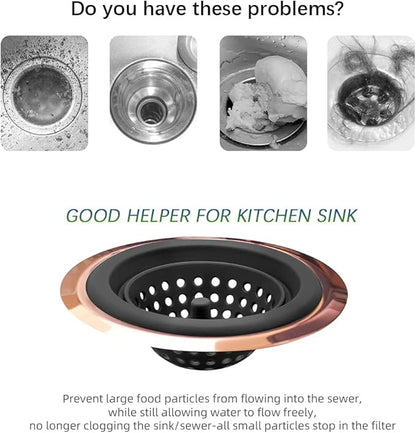 Mi hogar Silicone Sink Drain Strainer 2 Pack, 4.5” Wide Rim Stainless Steel