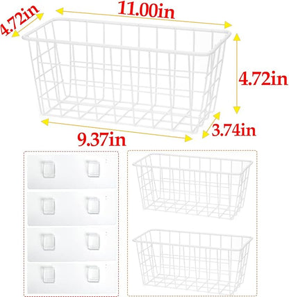 2 Set LeleCAT Hanging Wall Basket Organizer Over the Cabinet Door Adhesive Wire