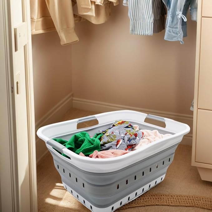 SAMMART 42L Collapsible Plastic Laundry Basket